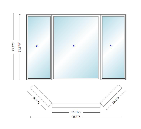 Andersen 400 Series Casement Bay Window Left-Stationary-Right 98 7