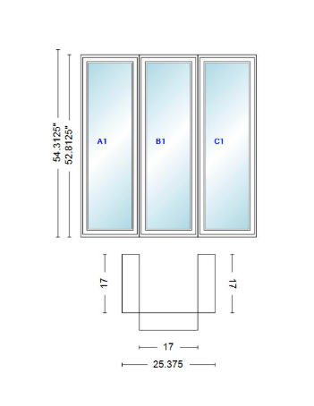 Andersen 400 Series Casement Bay Window Left-Stationary-Right 25 3/8" Wide Casement With Casement Flankers 90 Degree Angle Of Deflection Vinyl Exterior Wood Interior Low-E4 Dual Pane Argon Gas