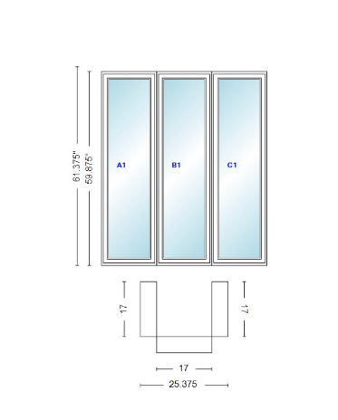 Andersen 400 Series Casement Bay Window Left-Stationary-Right 25 3/8" Wide Casement With Casement Flankers 90 Degree Angle Of Deflection Vinyl Exterior Wood Interior Low-E4 Dual Pane Argon Gas