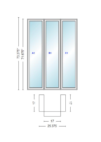 Andersen 400 Series Casement Bay Window Left-Stationary-Right 25 3/8" Wide Casement With Casement Flankers 90 Degree Angle Of Deflection Vinyl Exterior Wood Interior Low-E4 Dual Pane Argon Gas