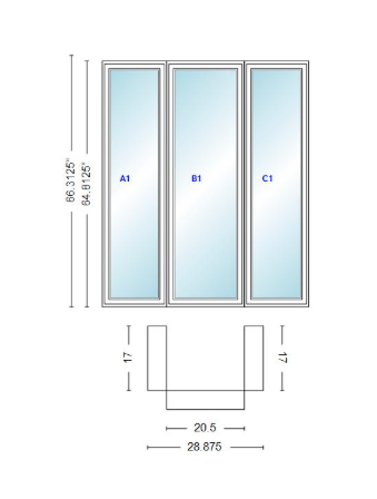 Andersen 400 Series Casement Bay Window Left-Stationary-Right 28 7/8" Wide Casement With Casement Flankers 90 Degree Angle Of Deflection Vinyl Exterior Wood Interior Low-E4 Dual Pane Argon Gas