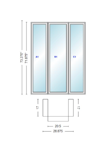 Andersen 400 Series Casement Bay Window Left-Stationary-Right 28 7/8" Wide Casement With Casement Flankers 90 Degree Angle Of Deflection Vinyl Exterior Wood Interior Low-E4 Dual Pane Argon Gas