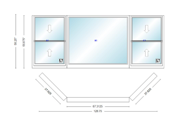 Andersen 400 Series Double Hung Bay Window 128 3/4