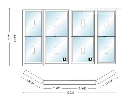 Andersen 400 Series Double Hung Bay Window 113 5/8" Wide Double Hung With Double Hung Flankers 30 Degree Angle Of Deflection Vinyl Exterior Wood Interior Low-E4 Dual Pane Argon Gas