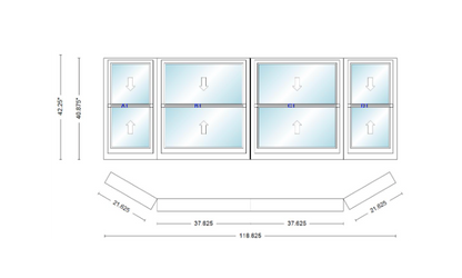 Andersen 400 Series Double Hung Bay Window 118 5/8" Wide Double Hung With Double Hung Flankers 30 Degree Angle Of Deflection Vinyl Exterior Wood Interior Low-E4 Dual Pane Argon Gas