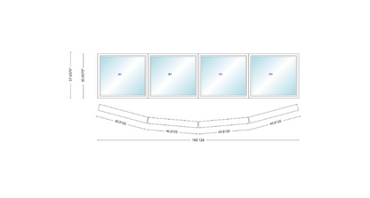 Andersen 400 Series 4 Wide Casement Bow Window 163 1/8" Wide Casements With Fixed Casement Flankers 10 Degree Angle Of Deflection Vinyl Exterior Wood Interior Low-E4 Dual Pane Argon Gas