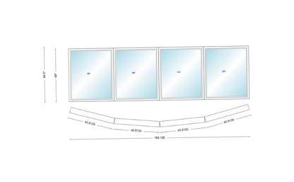 Andersen 400 Series 4 Wide Casement Bow Window 163 1/8" Wide Casements With Fixed Casement Flankers 10 Degree Angle Of Deflection Vinyl Exterior Wood Interior Low-E4 Dual Pane Argon Gas