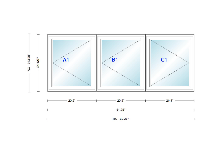 ANDERSEN Windows 400 Series LLR Triple Casement 61-3/4" Wide Vinyl Exterior Wood Interior New Construction Low-E4 Dual Pane Argon Fill Glass Full Screens/Grilles/Tempered Optional CN12-3,CN125-3,CN13-3,CN135-3,CN14-3,CN145-3,CN15-3,CN155-3 And CN16-3