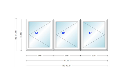 ANDERSEN Windows 400 Series LLR Triple Casement 61-3/4" Wide Vinyl Exterior Wood Interior New Construction Low-E4 Dual Pane Argon Fill Glass Full Screens/Grilles/Tempered Optional CN12-3,CN125-3,CN13-3,CN135-3,CN14-3,CN145-3,CN15-3,CN155-3 And CN16-3