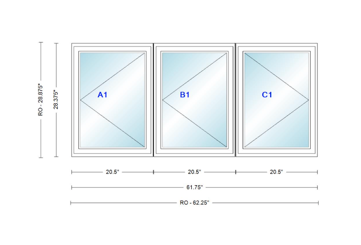 ANDERSEN Windows 400 Series LLR Triple Casement 61-3/4" Wide Vinyl Exterior Wood Interior New Construction Low-E4 Dual Pane Argon Fill Glass Full Screens/Grilles/Tempered Optional CN12-3,CN125-3,CN13-3,CN135-3,CN14-3,CN145-3,CN15-3,CN155-3 And CN16-3