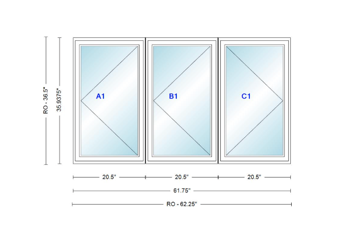 ANDERSEN Windows 400 Series LLR Triple Casement 61-3/4" Wide Vinyl Exterior Wood Interior New Construction Low-E4 Dual Pane Argon Fill Glass Full Screens/Grilles/Tempered Optional CN12-3,CN125-3,CN13-3,CN135-3,CN14-3,CN145-3,CN15-3,CN155-3 And CN16-3
