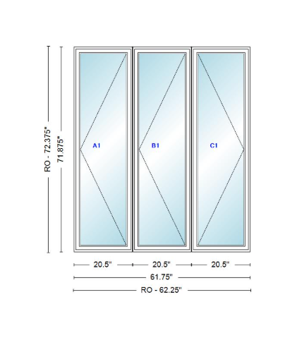 ANDERSEN Windows 400 Series LLR Triple Casement 61-3/4" Wide Vinyl Exterior Wood Interior New Construction Low-E4 Dual Pane Argon Fill Glass Full Screens/Grilles/Tempered Optional CN12-3,CN125-3,CN13-3,CN135-3,CN14-3,CN145-3,CN15-3,CN155-3 And CN16-3