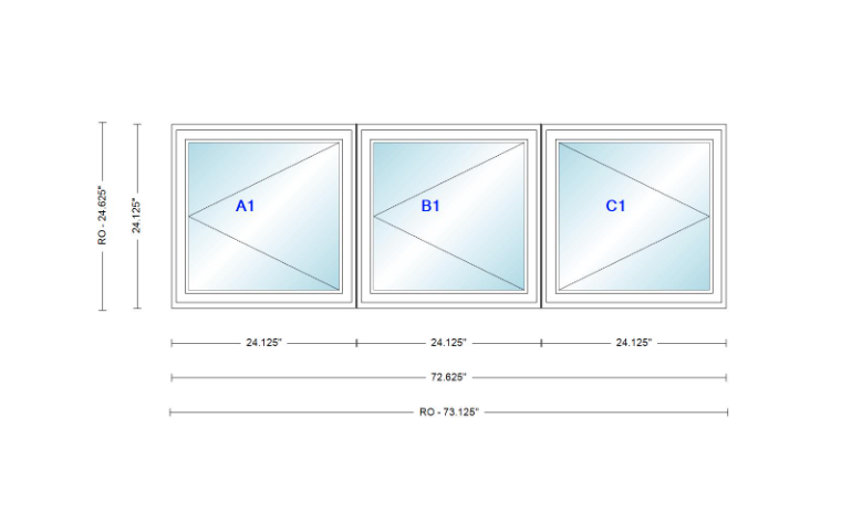 ANDERSEN Windows 400 Series LLR Triple Casement 72-5/8" Wide Vinyl Exterior Wood Interior New Construction Low-E4 Dual Pane Argon Fill Glass Full Screens/Grilles/Tempered Optional C12-3, C125-3, C13-3, C135-3, C14-3, C145-3, C15-3, C155-3 And C16-3