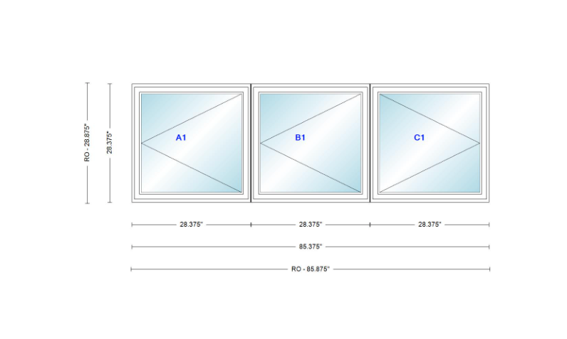 ANDERSEN Windows 400 Series LLR Triple Casement 85-3/8" Wide Vinyl Exterior Wood Interior New Construction Low-E4 Dual Pane Argon Fill Glass Full Screens/Grilles/Tempered Optional CW12-3,CW125-3,CW13-3,CW135-3,CW14-3,CW145-3,CW15-3,CW155-3 And CW16-3