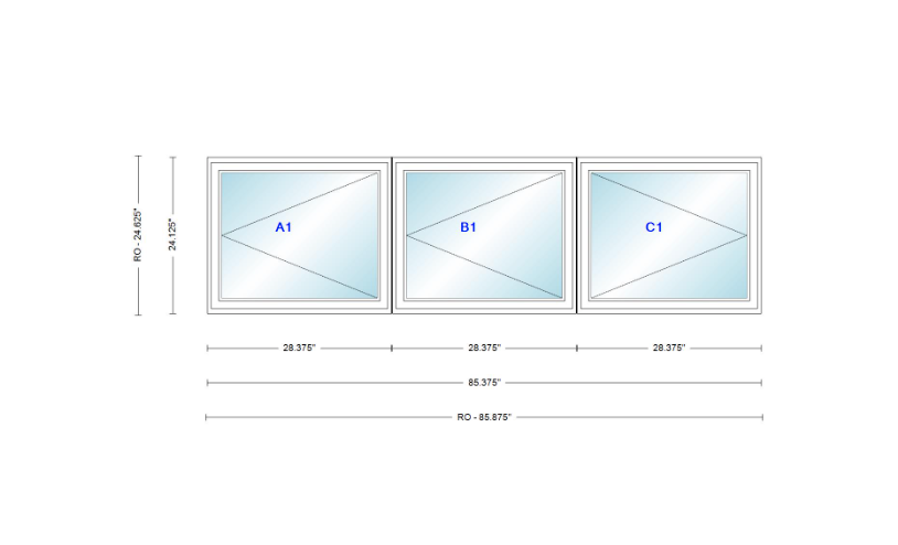 ANDERSEN Windows 400 Series LLR Triple Casement 94-3/4" Wide Vinyl Exterior Wood Interior New Construction Low-E4 Dual Pane Argon Fill Glass Full Screens/Grilles/Tempered Optional CX125-3, CX13-3, CX135-3, CX14-3, CX145-3, CX15-3, CX155-3 And CX16-3