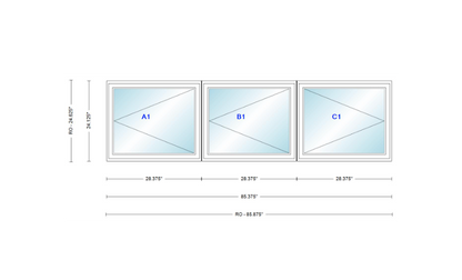 ANDERSEN Windows 400 Series LLR Triple Casement 85-3/8" Wide Vinyl Exterior Wood Interior New Construction Low-E4 Dual Pane Argon Fill Glass Full Screens/Grilles/Tempered Optional CW12-3,CW125-3,CW13-3,CW135-3,CW14-3,CW145-3,CW15-3,CW155-3 And CW16-3