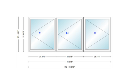 ANDERSEN Windows 400 Series LLR Triple Casement 94-3/4 ANDERSEN Windows 400 Series LLR Triple Casement 94-3/4
