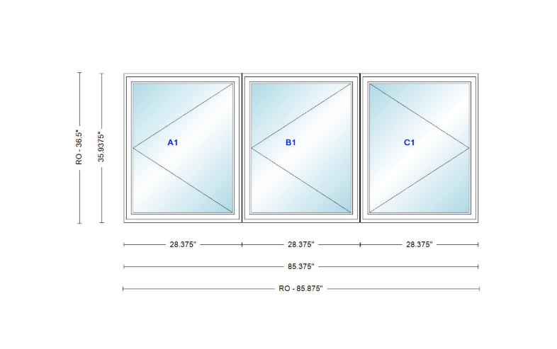 ANDERSEN Windows 400 Series LLR Triple Casement 94-3/4" Wide Vinyl Exterior Wood Interior New Construction Low-E4 Dual Pane Argon Fill Glass Full Screens/Grilles/Tempered Optional CX125-3, CX13-3, CX135-3, CX14-3, CX145-3, CX15-3, CX155-3 And CX16-3