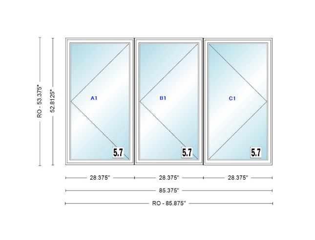 ANDERSEN Windows 400 Series LLR Triple Casement 85-3/8" Wide Vinyl Exterior Wood Interior New Construction Low-E4 Dual Pane Argon Fill Glass Full Screens/Grilles/Tempered Optional CW12-3,CW125-3,CW13-3,CW135-3,CW14-3,CW145-3,CW15-3,CW155-3 And CW16-3