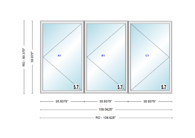 ANDERSEN Windows 400 Series LLR Triple Casement 108-5/8" Wide Vinyl Exterior Wood Interior New Construction Low-E4 Dual Pane Argon Fill Glass Full Screens/Grilles/Tempered Optional CXW13-3, CXW135-3, CXW14-3, CXW145-3, CXW15-3, CXW155-3 And CXW16-3