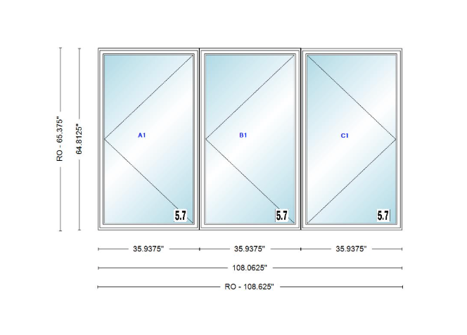 ANDERSEN Windows 400 Series LLR Triple Casement 108-5/8" Wide Vinyl Exterior Wood Interior New Construction Low-E4 Dual Pane Argon Fill Glass Full Screens/Grilles/Tempered Optional CXW13-3, CXW135-3, CXW14-3, CXW145-3, CXW15-3, CXW155-3 And CXW16-3