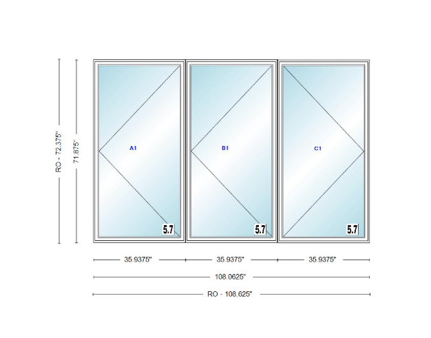 ANDERSEN Windows 400 Series LLR Triple Casement 108-5/8" Wide Vinyl Exterior Wood Interior New Construction Low-E4 Dual Pane Argon Fill Glass Full Screens/Grilles/Tempered Optional CXW13-3, CXW135-3, CXW14-3, CXW145-3, CXW15-3, CXW155-3 And CXW16-3