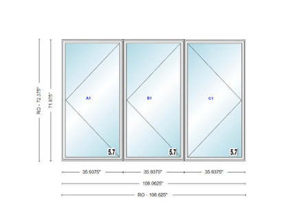 ANDERSEN Windows 400 Series LLR Triple Casement 108-5/8" Wide Vinyl Exterior Wood Interior New Construction Low-E4 Dual Pane Argon Fill Glass Full Screens/Grilles/Tempered Optional CXW13-3, CXW135-3, CXW14-3, CXW145-3, CXW15-3, CXW155-3 And CXW16-3