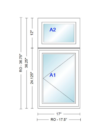 ANDERSEN Windows 400 Series Casement With Casement Transom 17" Wide Vinyl Exterior Wood Interior New Construction Low-E4 Dual Pane Argon Fill Glass Full Screens/Grilles/Tempered Optional