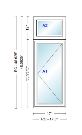 ANDERSEN Windows 400 Series Casement With Casement Transom 17" Wide Vinyl Exterior Wood Interior New Construction Low-E4 Dual Pane Argon Fill Glass Full Screens/Grilles/Tempered Optional