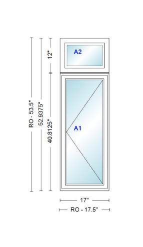 ANDERSEN Windows 400 Series Casement With Casement Transom 17" Wide Vinyl Exterior Wood Interior New Construction Low-E4 Dual Pane Argon Fill Glass Full Screens/Grilles/Tempered Optional