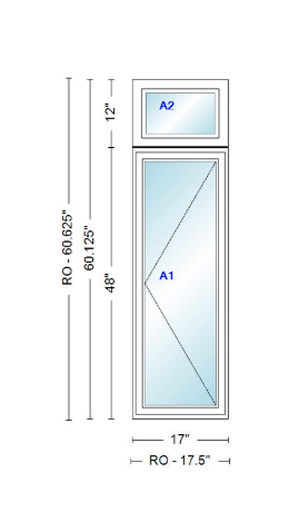 ANDERSEN Windows 400 Series Casement With Casement Transom 17" Wide Vinyl Exterior Wood Interior New Construction Low-E4 Dual Pane Argon Fill Glass Full Screens/Grilles/Tempered Optional