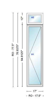 ANDERSEN Windows 400 Series Casement With Casement Transom 17" Wide Vinyl Exterior Wood Interior New Construction Low-E4 Dual Pane Argon Fill Glass Full Screens/Grilles/Tempered Optional