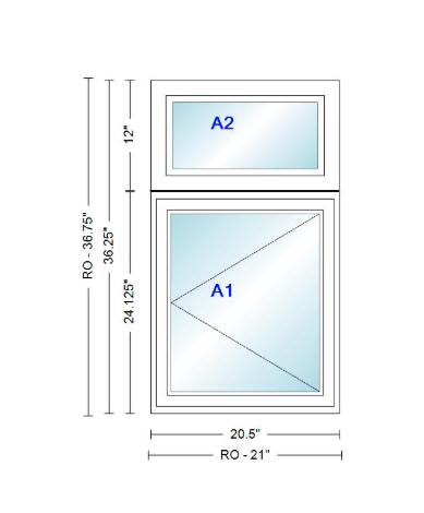 ANDERSEN Windows 400 Series Casement With Casement Transom 20.5" Wide Vinyl Exterior Wood Interior New Construction Low-E4 Dual Pane Argon Fill Glass Full Screens/Grilles/Tempered Optional