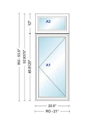 ANDERSEN Windows 400 Series Casement With Casement Transom 20.5" Wide Vinyl Exterior Wood Interior New Construction Low-E4 Dual Pane Argon Fill Glass Full Screens/Grilles/Tempered Optional