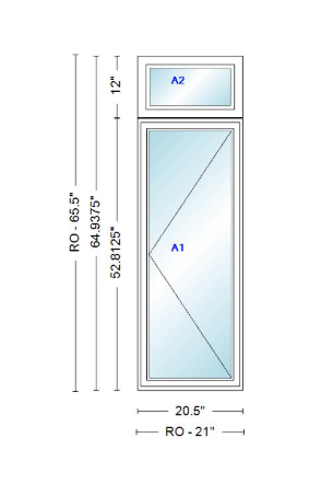 ANDERSEN Windows 400 Series Casement With Casement Transom 20.5" Wide Vinyl Exterior Wood Interior New Construction Low-E4 Dual Pane Argon Fill Glass Full Screens/Grilles/Tempered Optional
