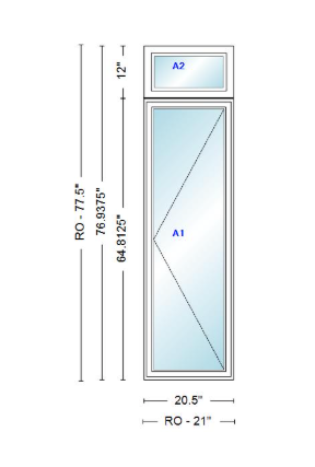 ANDERSEN Windows 400 Series Casement With Casement Transom 20.5" Wide Vinyl Exterior Wood Interior New Construction Low-E4 Dual Pane Argon Fill Glass Full Screens/Grilles/Tempered Optional