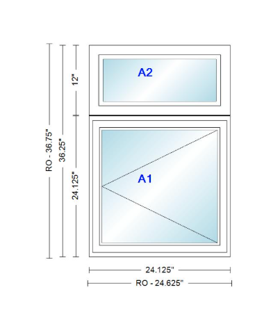 ANDERSEN Windows 400 Series Casement With Casement Transom 24.125" Wide Vinyl Exterior Wood Interior New Construction Low-E4 Dual Pane Argon Fill Glass Full Screens/Grilles/Tempered Optional