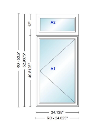 ANDERSEN Windows 400 Series Casement With Casement Transom 24.125" Wide Vinyl Exterior Wood Interior New Construction Low-E4 Dual Pane Argon Fill Glass Full Screens/Grilles/Tempered Optional