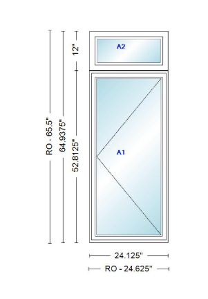 ANDERSEN Windows 400 Series Casement With Casement Transom 24.125" Wide Vinyl Exterior Wood Interior New Construction Low-E4 Dual Pane Argon Fill Glass Full Screens/Grilles/Tempered Optional