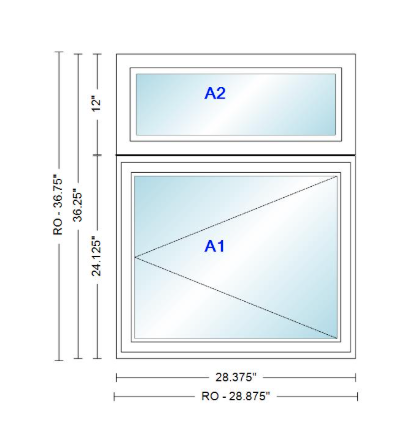 ANDERSEN Windows 400 Series Casement With Casement Transom 28.375" Wide Vinyl Exterior Wood Interior New Construction Low-E4 Dual Pane Argon Fill Glass Full Screens/Grilles/Tempered Optional