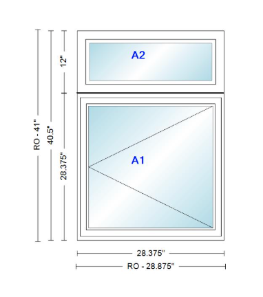 ANDERSEN Windows 400 Series Casement With Casement Transom 28.375" Wide Vinyl Exterior Wood Interior New Construction Low-E4 Dual Pane Argon Fill Glass Full Screens/Grilles/Tempered Optional