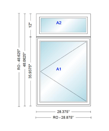 ANDERSEN Windows 400 Series Casement With Casement Transom 28.375" Wide Vinyl Exterior Wood Interior New Construction Low-E4 Dual Pane Argon Fill Glass Full Screens/Grilles/Tempered Optional