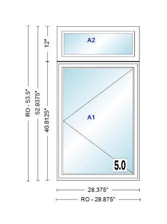 ANDERSEN Windows 400 Series Casement With Casement Transom 28.375" Wide Vinyl Exterior Wood Interior New Construction Low-E4 Dual Pane Argon Fill Glass Full Screens/Grilles/Tempered Optional