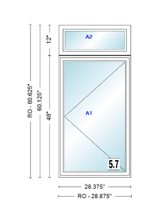 ANDERSEN Windows 400 Series Casement With Casement Transom 28.375" Wide Vinyl Exterior Wood Interior New Construction Low-E4 Dual Pane Argon Fill Glass Full Screens/Grilles/Tempered Optional