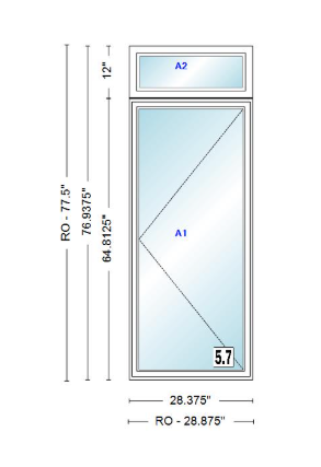 ANDERSEN Windows 400 Series Casement With Casement Transom 28.375" Wide Vinyl Exterior Wood Interior New Construction Low-E4 Dual Pane Argon Fill Glass Full Screens/Grilles/Tempered Optional