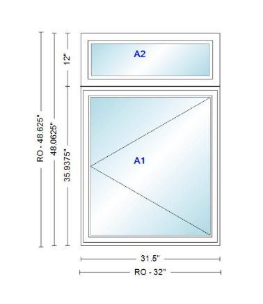 ANDERSEN Windows 400 Series Casement With Casement Transom 31.5" Wide Vinyl Exterior Wood Interior New Construction Low-E4 Dual Pane Argon Fill Glass Full Screens/Grilles/Tempered Optional