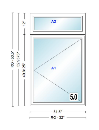 ANDERSEN Windows 400 Series Casement With Casement Transom 31.5" Wide Vinyl Exterior Wood Interior New Construction Low-E4 Dual Pane Argon Fill Glass Full Screens/Grilles/Tempered Optional