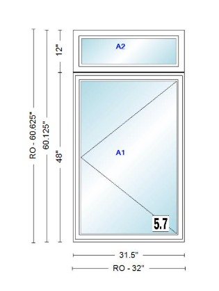 ANDERSEN Windows 400 Series Casement With Casement Transom 31.5" Wide Vinyl Exterior Wood Interior New Construction Low-E4 Dual Pane Argon Fill Glass Full Screens/Grilles/Tempered Optional