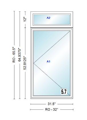 ANDERSEN Windows 400 Series Casement With Casement Transom 31.5" Wide Vinyl Exterior Wood Interior New Construction Low-E4 Dual Pane Argon Fill Glass Full Screens/Grilles/Tempered Optional