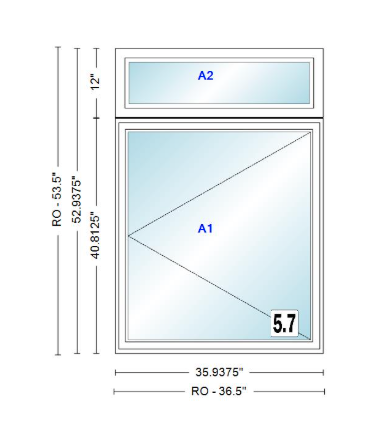 ANDERSEN Windows 400 Series Casement With Casement Transom 35-15/16" Wide Vinyl Exterior Wood Interior New Construction Low-E4 Dual Pane Argon Fill Glass Full Screens/Grilles/Tempered Optional